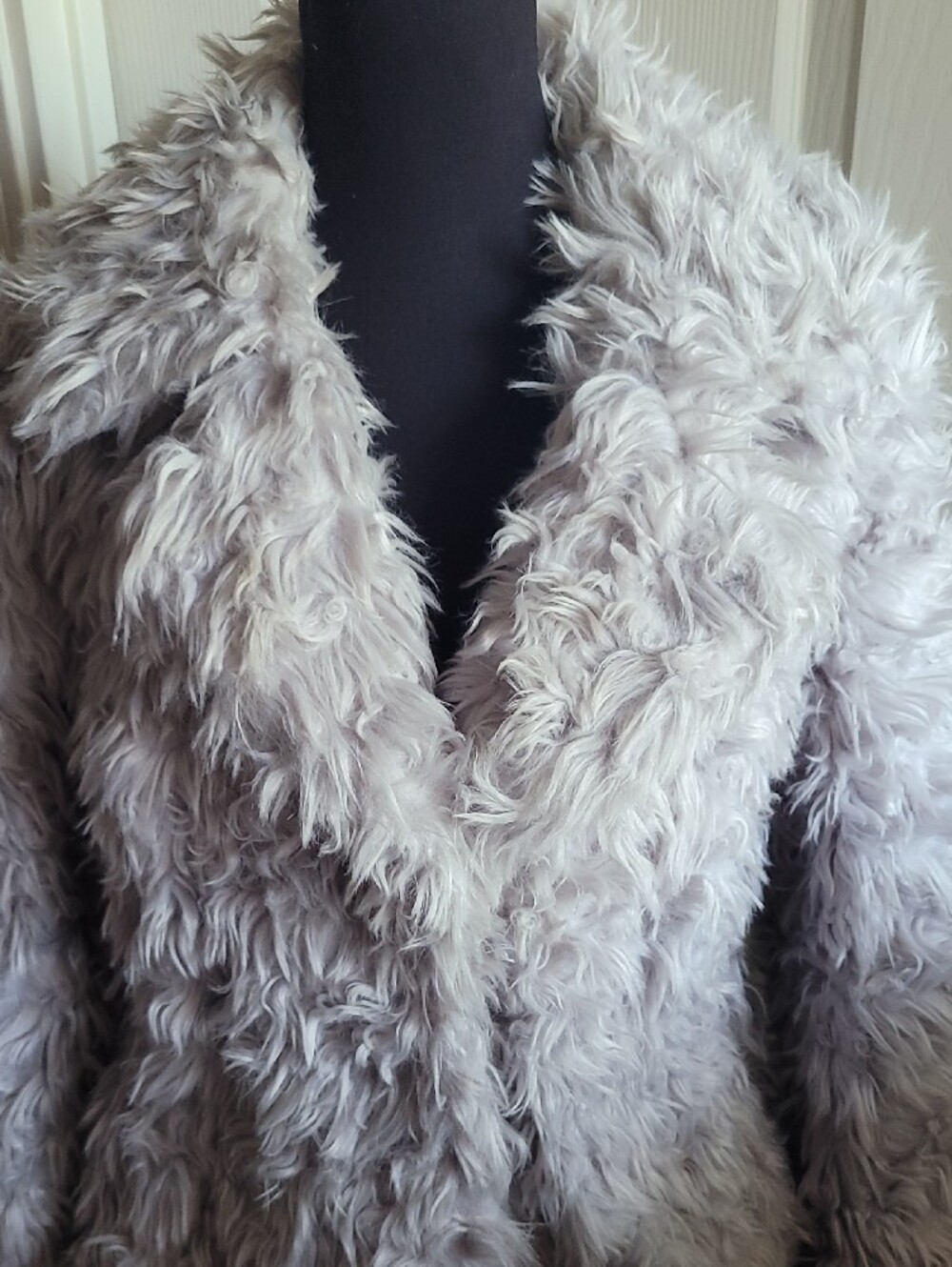 Avec Les Filles Light Gray Teddy Faux Fur Jacket NEW SIZE M SUPER SOFT - Picture 4 of 13